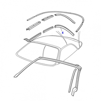 CONVERTIBLE TOP TO PASSENGER DOOR GLASS SEAL REAR  HJB7782AA