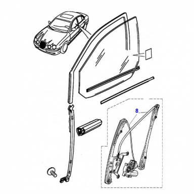 WINDOW REGULATOR AKA RAIL, FRONT RIGHT  XR848093