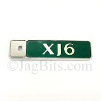 TRUNK BADGE SILVER/GREEN -XJ6- HAS HOLE FOR THE LOCK  HNA5994NA