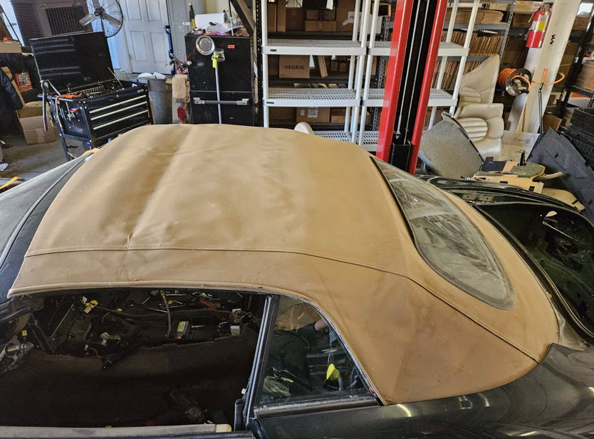 Picture of a Jaguar XK8 / XKR Convertible Cloth Top Needing Replacement